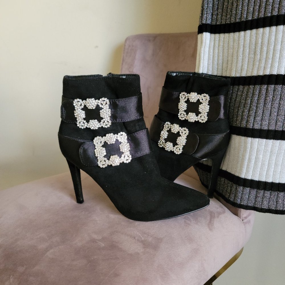 Black Rhinestone Bootie